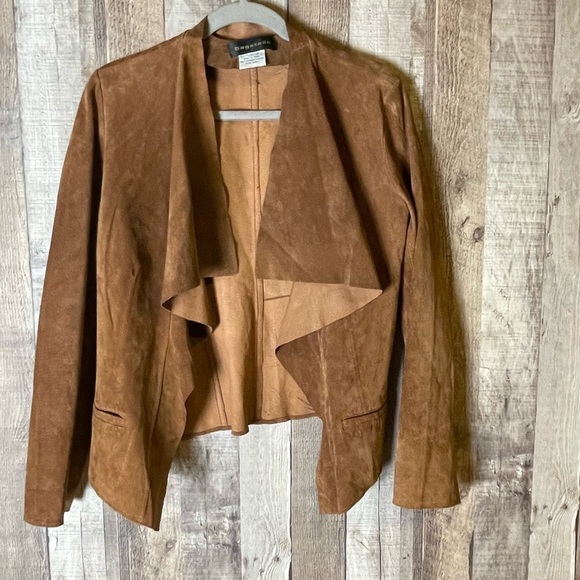 Bagatelle camel brown suede open front jacket - Picture 1 of 4